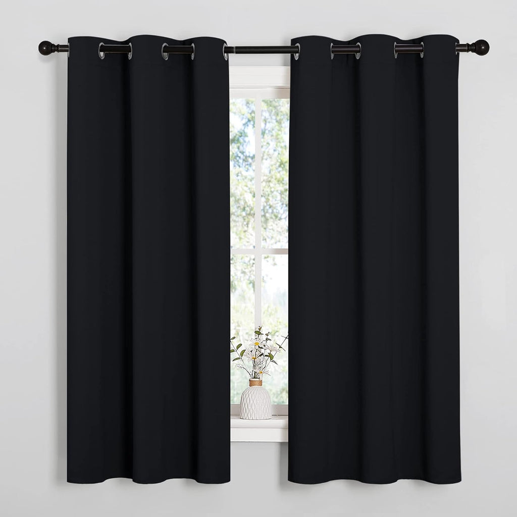 NICETOWN Black Blackout Curtains – Thermal Insulated Grommet Window Drapes, 2 Panels (42" x 63")