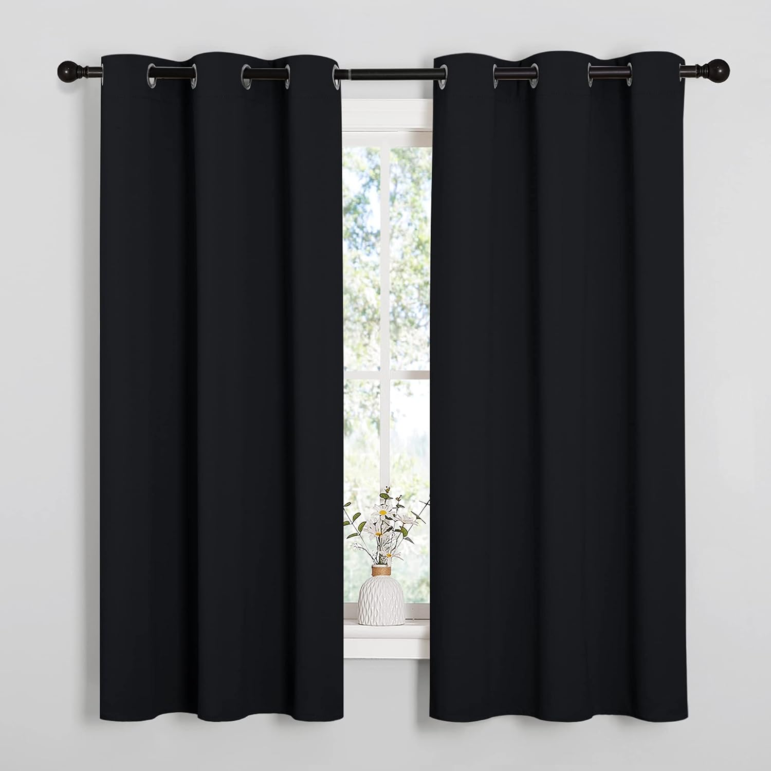NICETOWN Black Blackout Curtains – Thermal Insulated Grommet Window Drapes, 2 Panels (42" x 63")