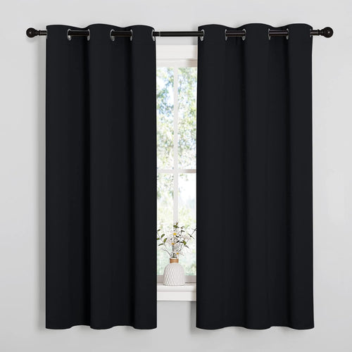 NICETOWN Black Blackout Curtains – Thermal Insulated Grommet Window Drapes, 2 Panels (42" x 63")