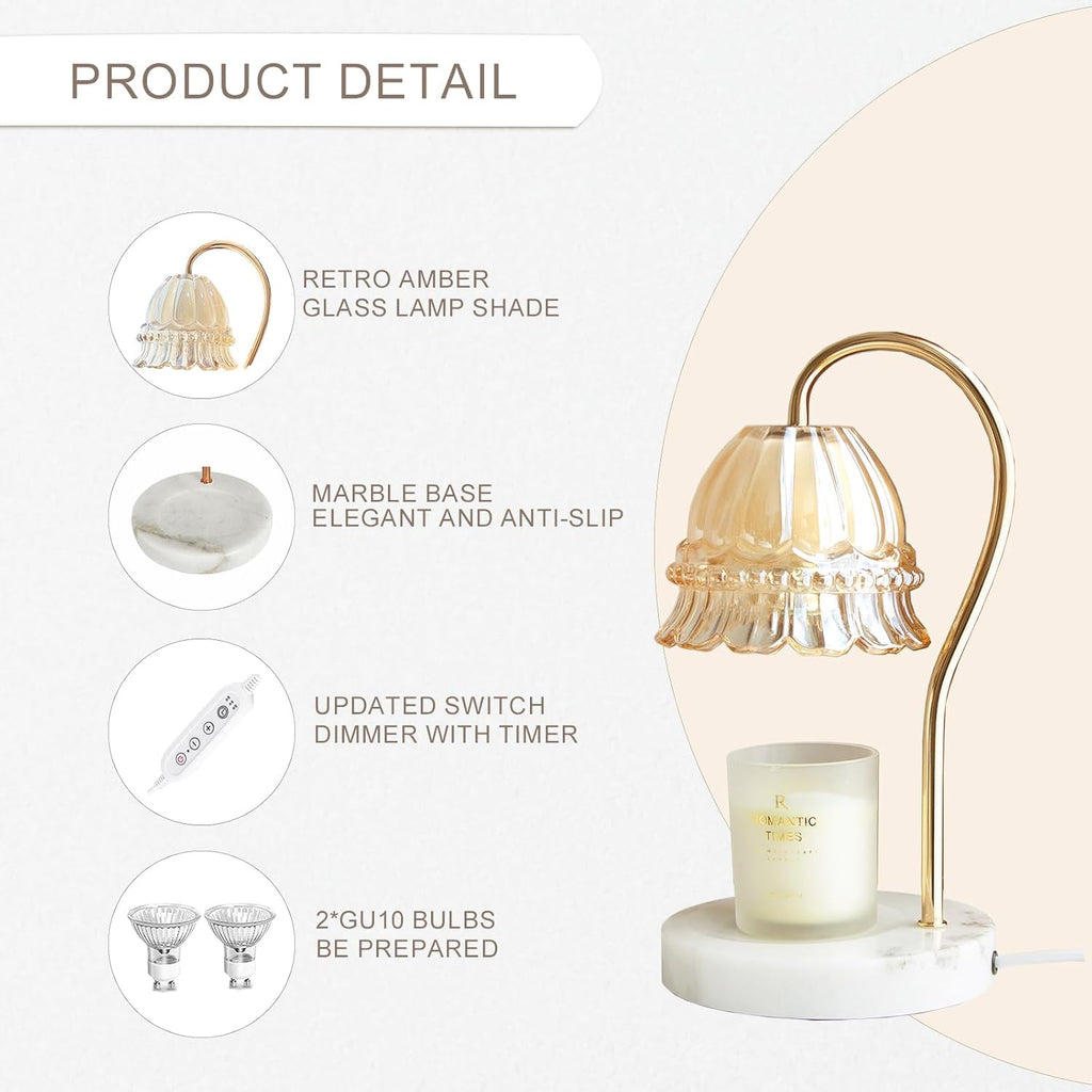 Candle Warmer Lamp with Timer & Dimmer – Electric Wax Warmer for Jar Candles (Milk Tea)